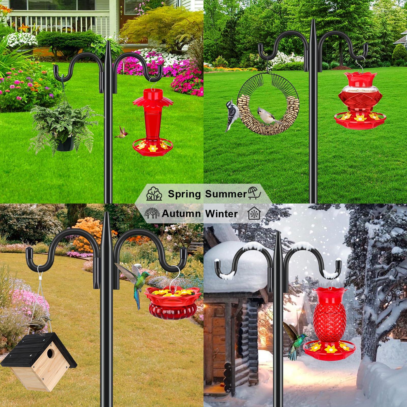 Gtongoko Bird Feeder Pole in outdoor setting with lanterns