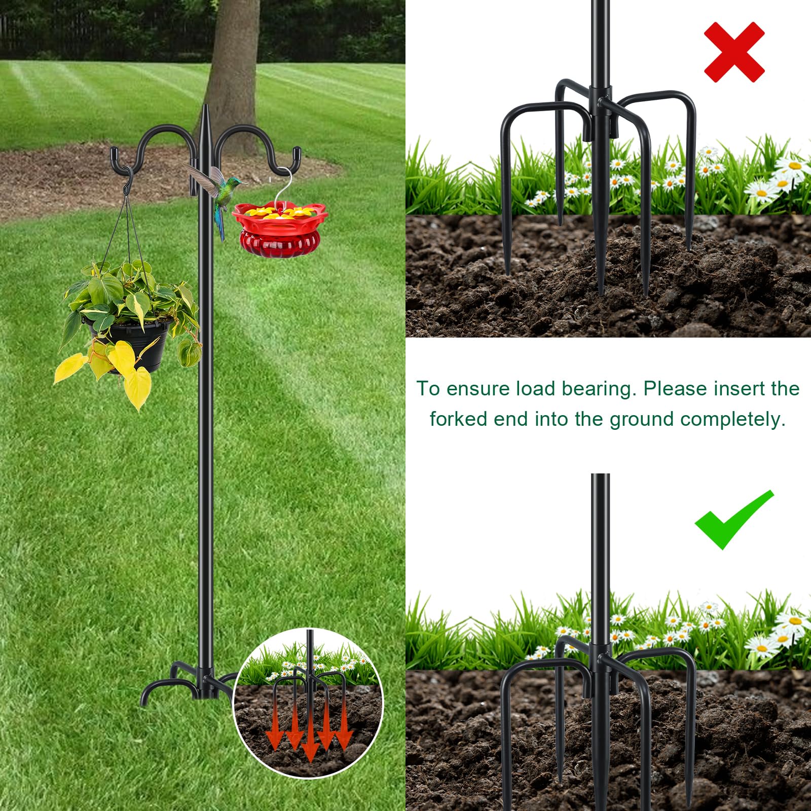 Gtongoko Bird Feeder Pole with black powder-coated finish