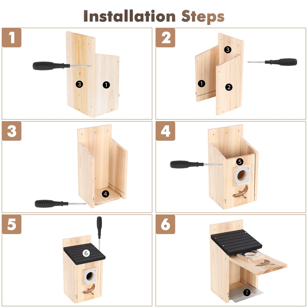 Gtongoko birdhouse kit packaging with assembly instructions