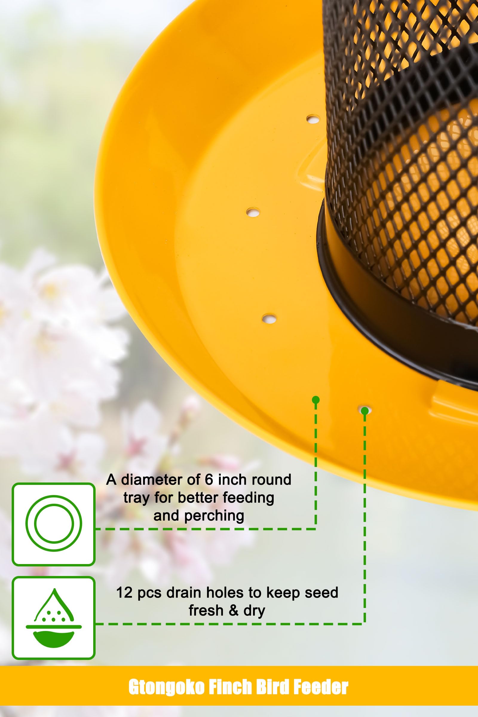 Gtongoko Finch Feeder with removable metal lid open