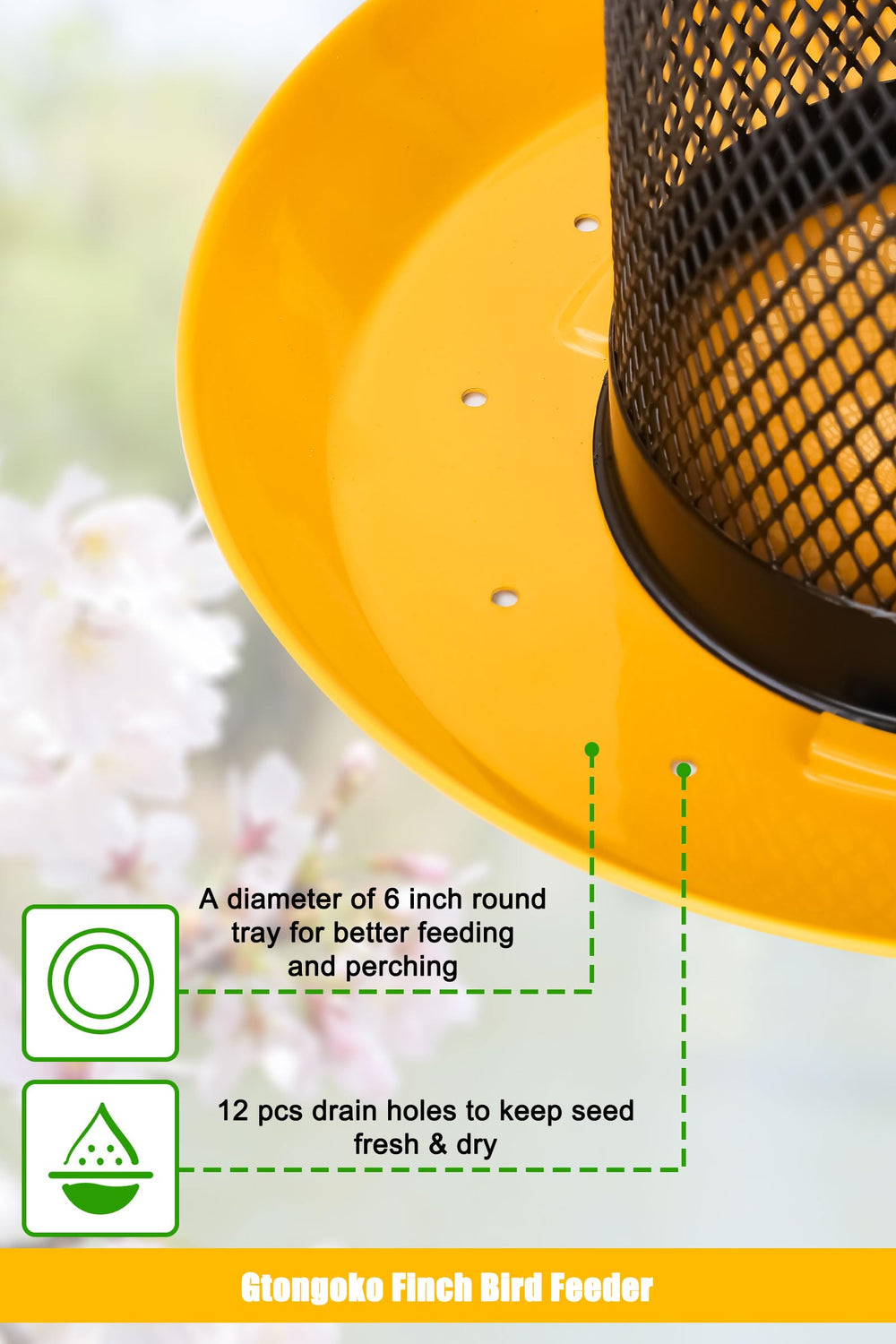 Gtongoko Finch Feeder with removable metal lid open