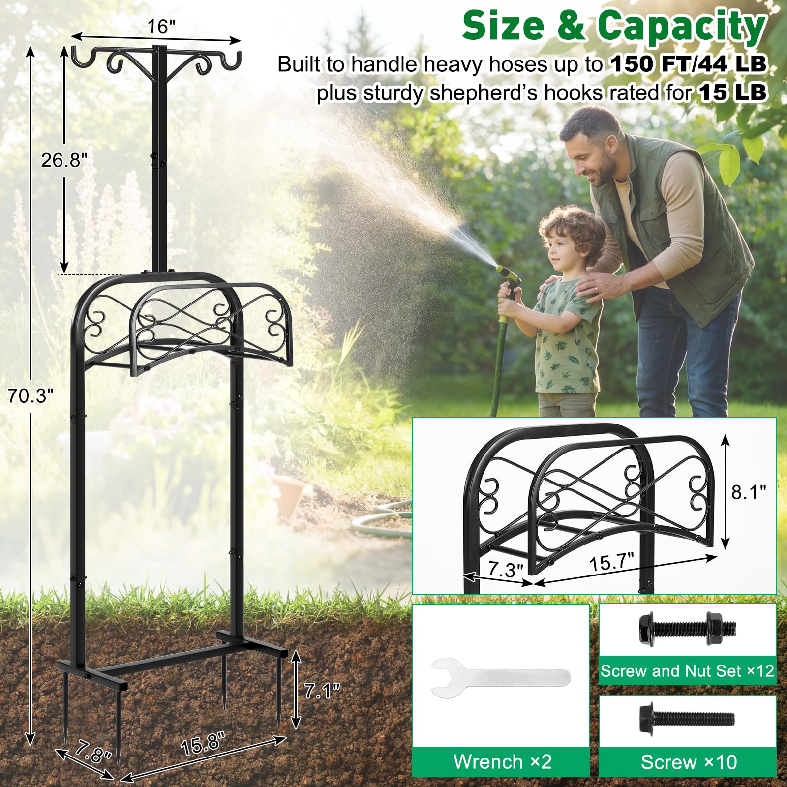 Gtongoko Garden Hose Holder with 2 detachable shepherd hooks