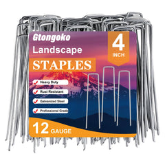 Gtongoko landscape staples 4-inch galvanized steel pack front view