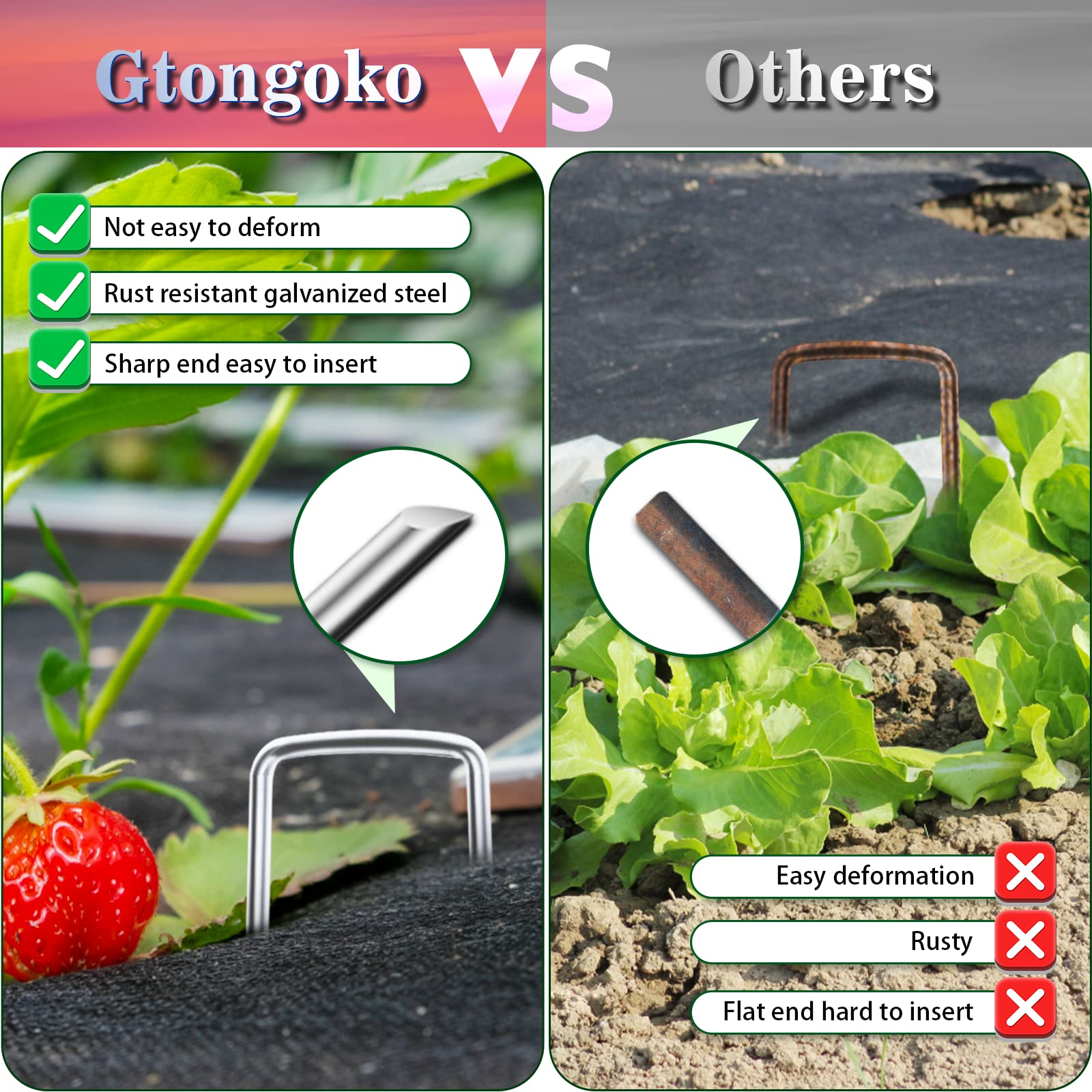 Gtongoko landscape staples in a garden securing fabric