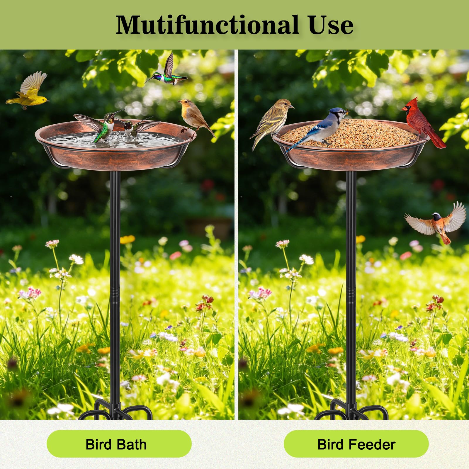 Gtongoko Metal Bird Bath packaging display