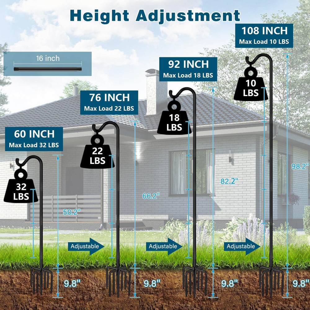 Gtongoko shepherd hook 92in with adjustable height sections