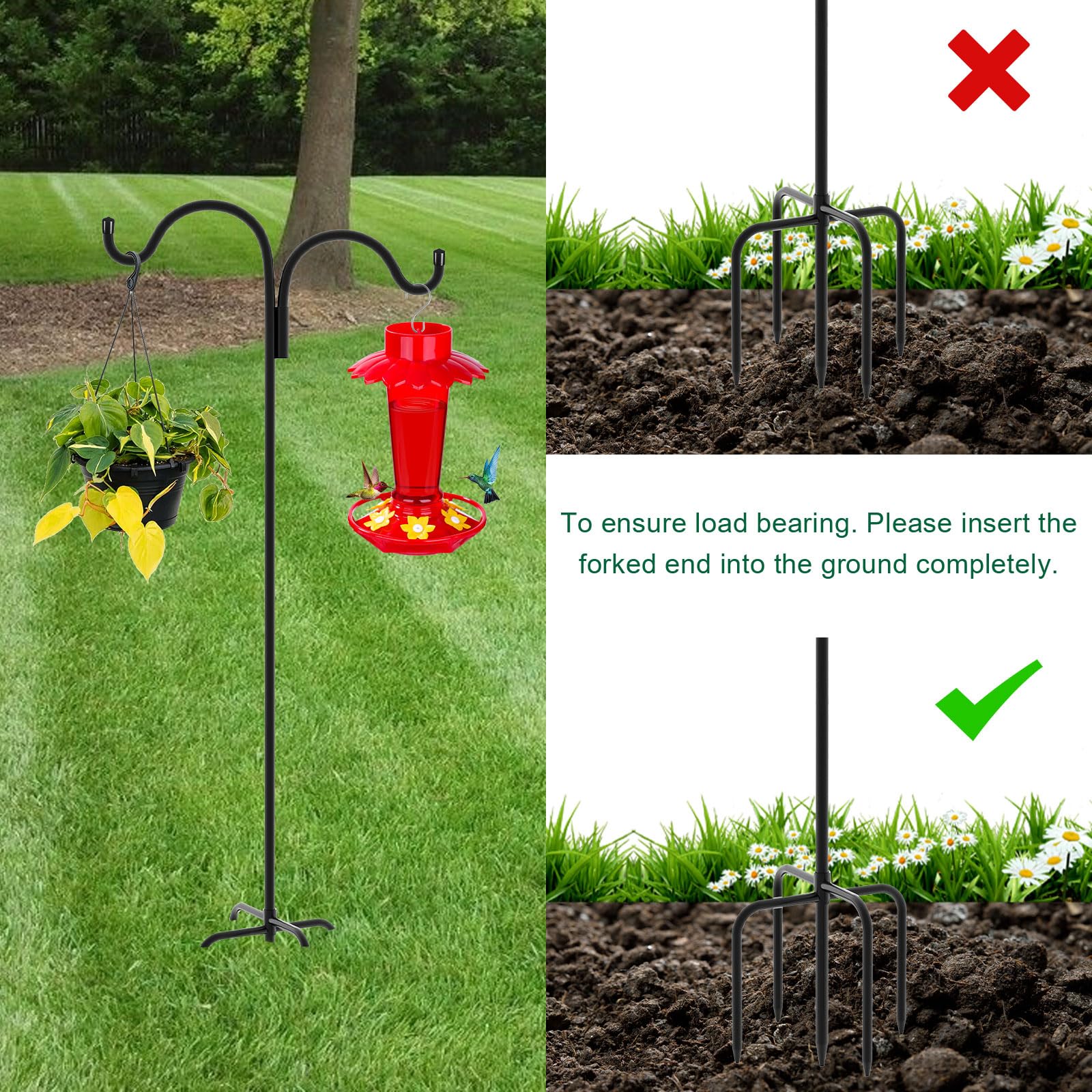 Gtongoko shepherds hook in garden with plants