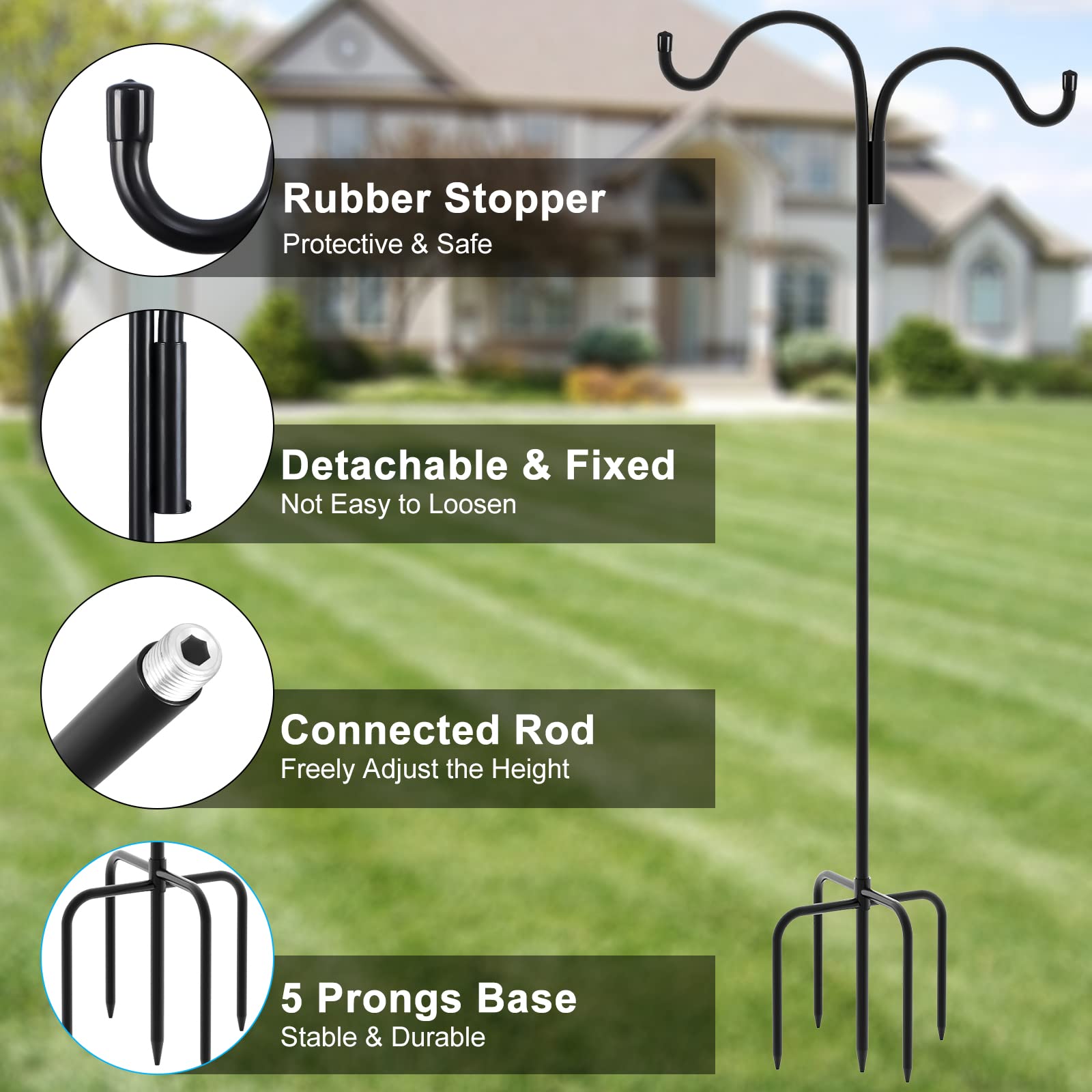 Gtongoko shepherds hook with bird feeder attached