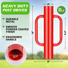 Gtongoko T Post Driver with heavy-duty construction and red finish