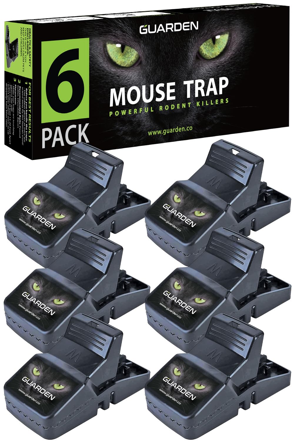 Guarden Mouse Traps indoor small size, black, front view