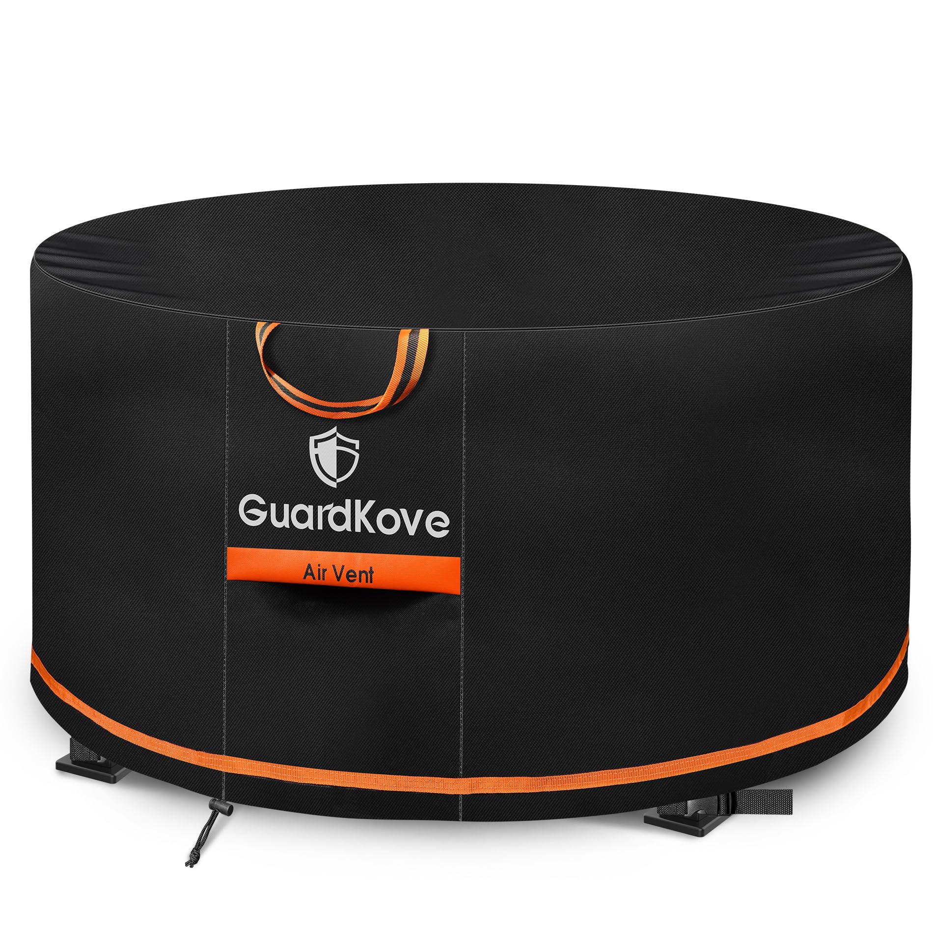 GuardKove 32 inch fire pit cover front view in black