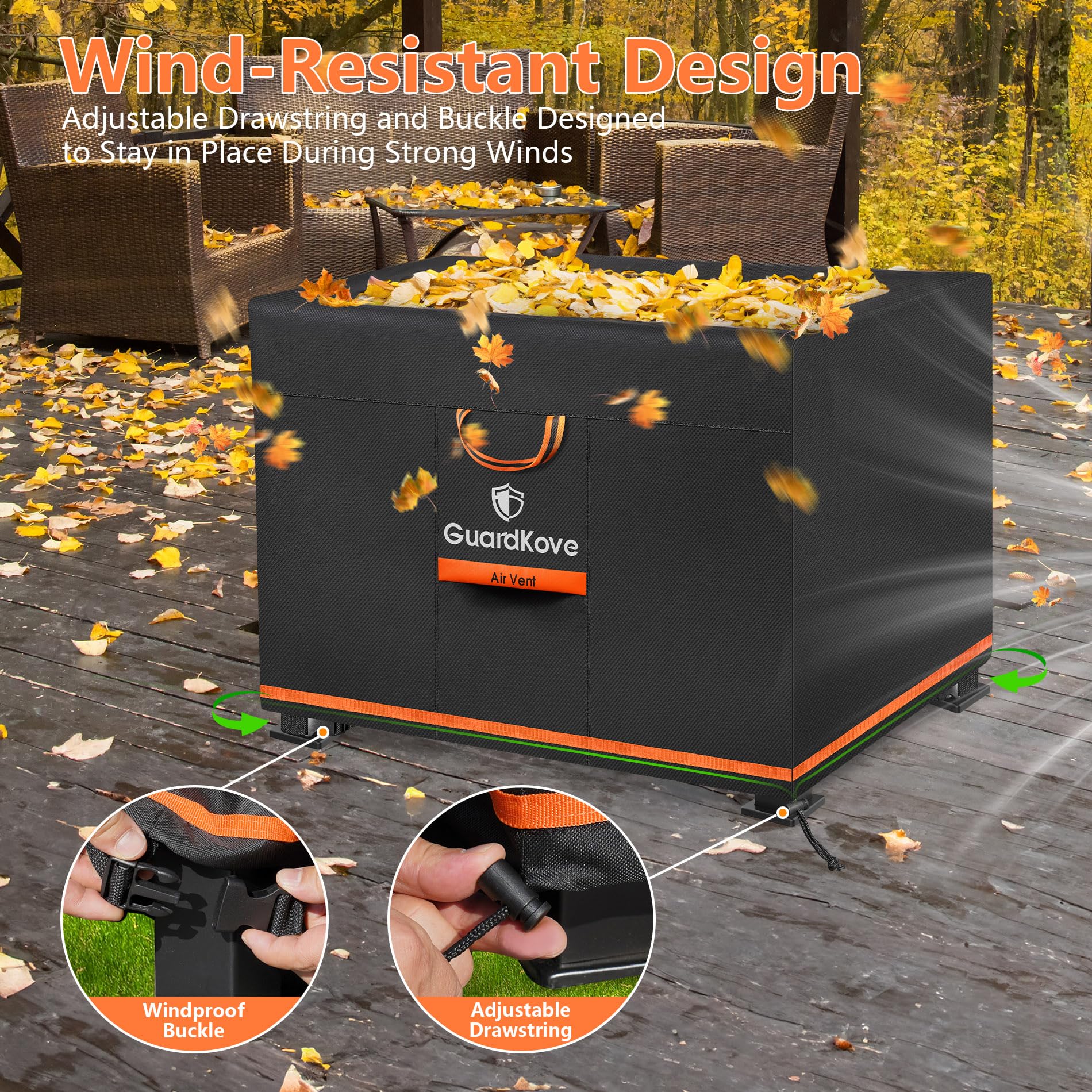 GuardKove fire pit cover dimensions and fit for 32 inch pit