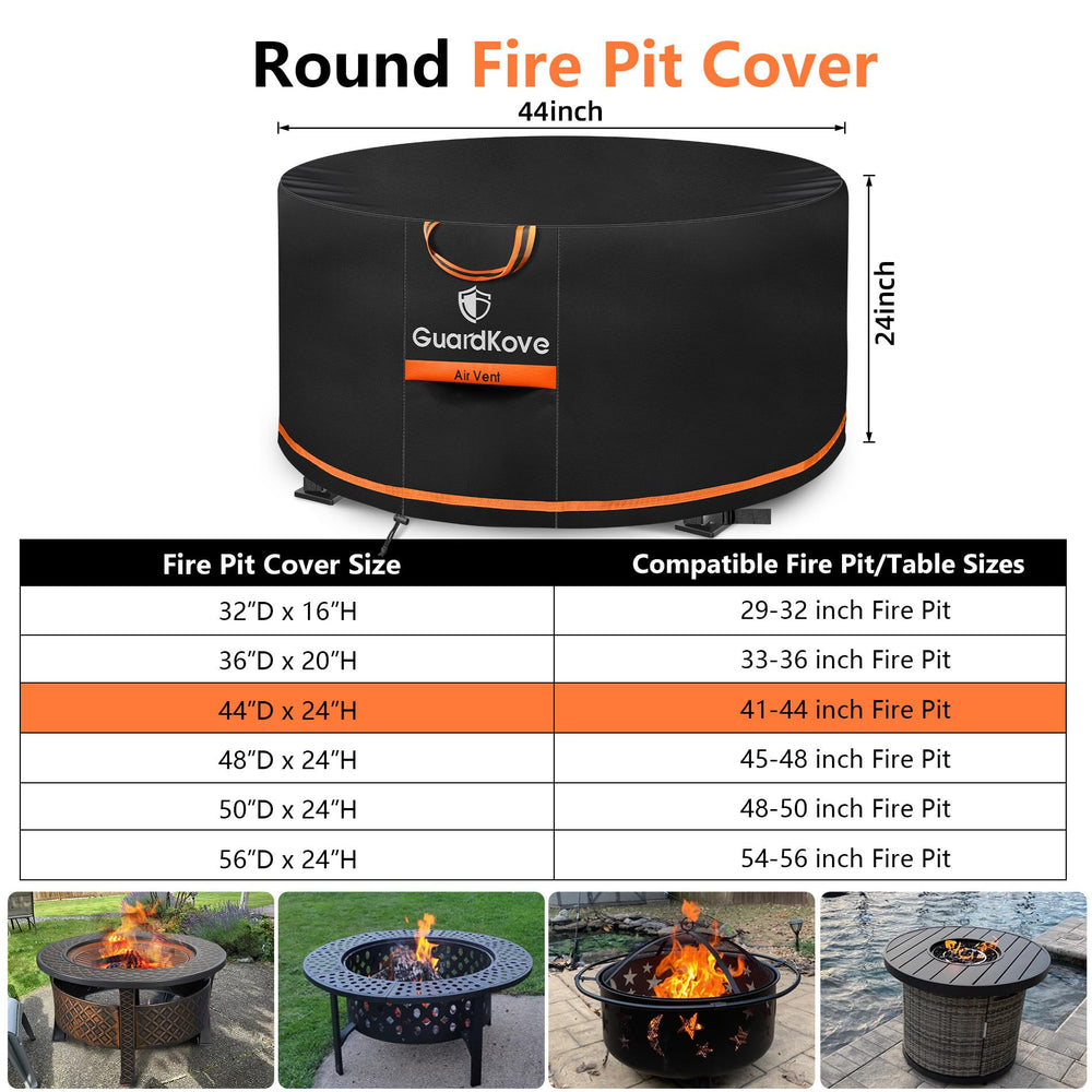 GuardKove fire pit cover showing waterproof feature