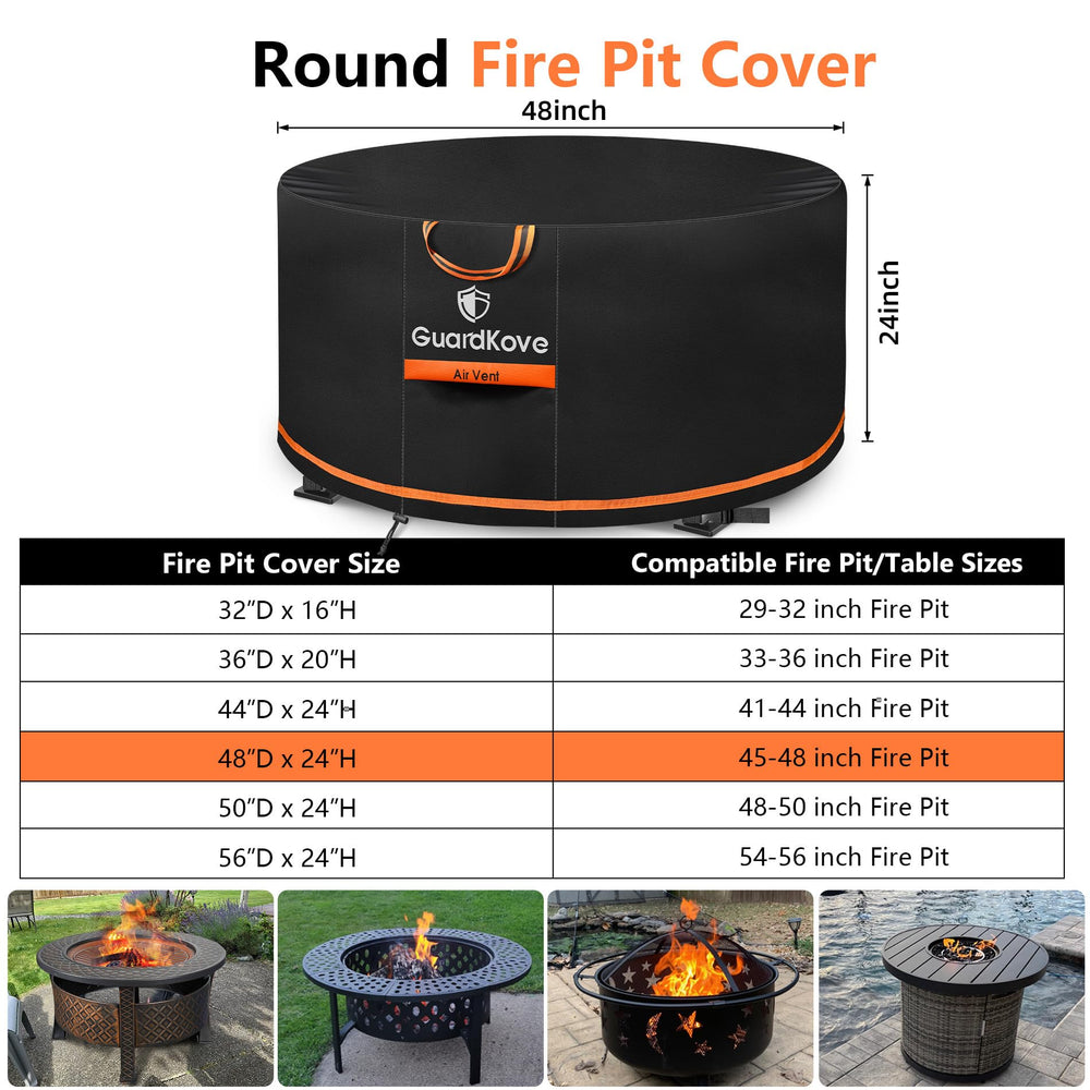 GuardKove fire pit cover with adjustable drawstring and buckle straps