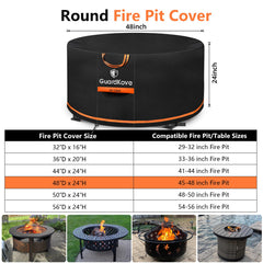 GuardKove fire pit cover with adjustable drawstring and buckle straps