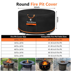 GuardKove fire pit cover with adjustable straps and drawstring