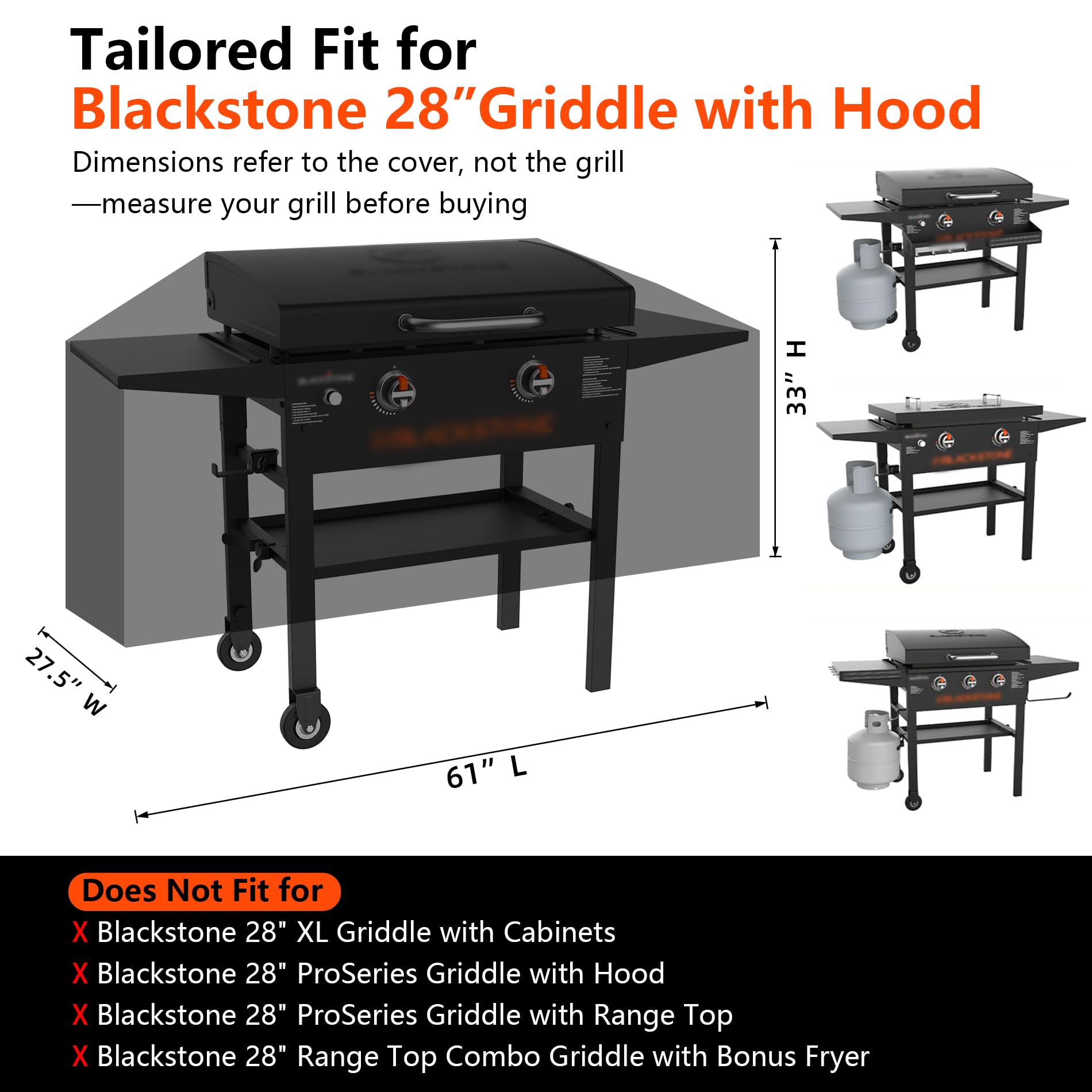 GuardKove Griddle Cover side view with dual adjustable buckles