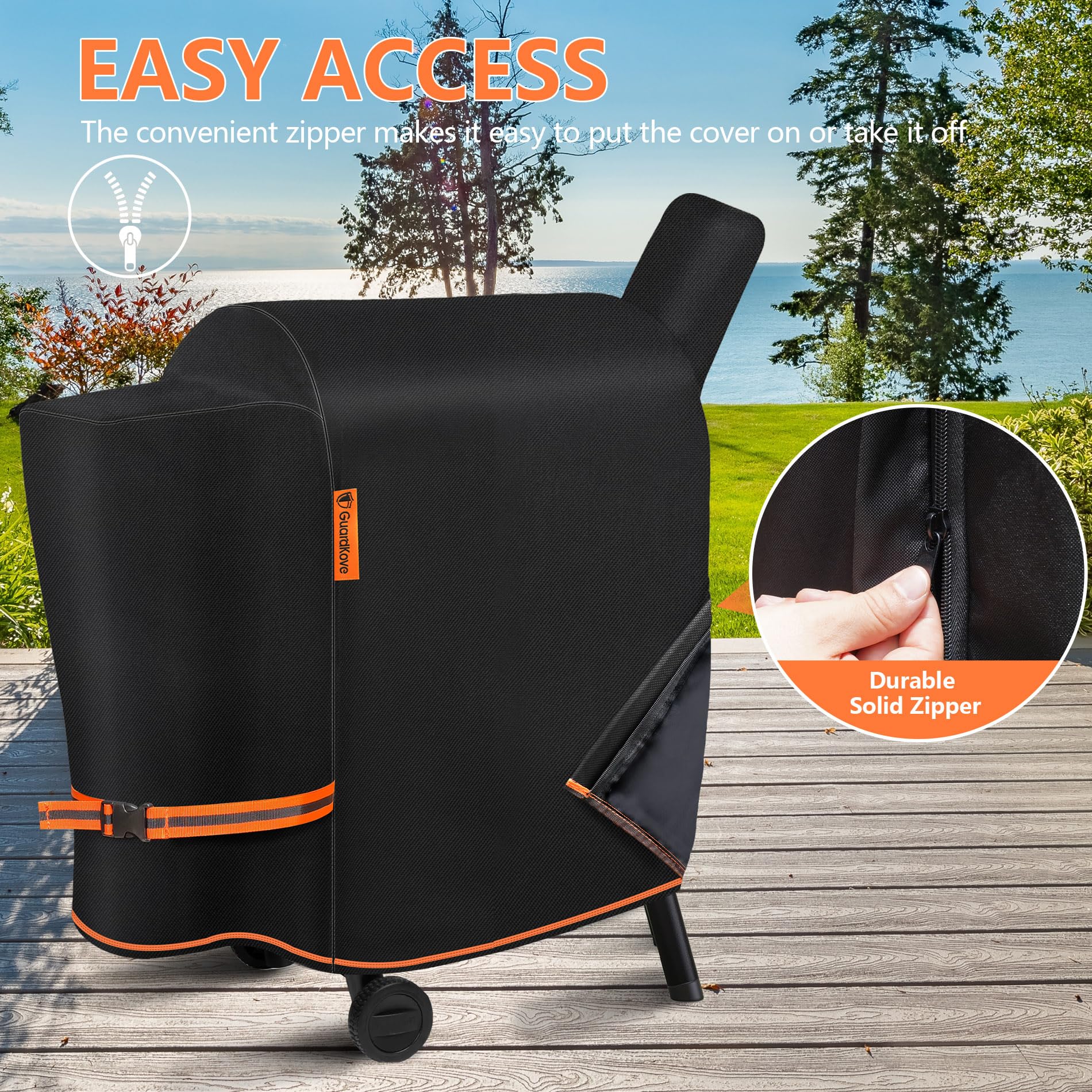 GuardKove Grill Cover in outdoor setting, highlighting UV protection