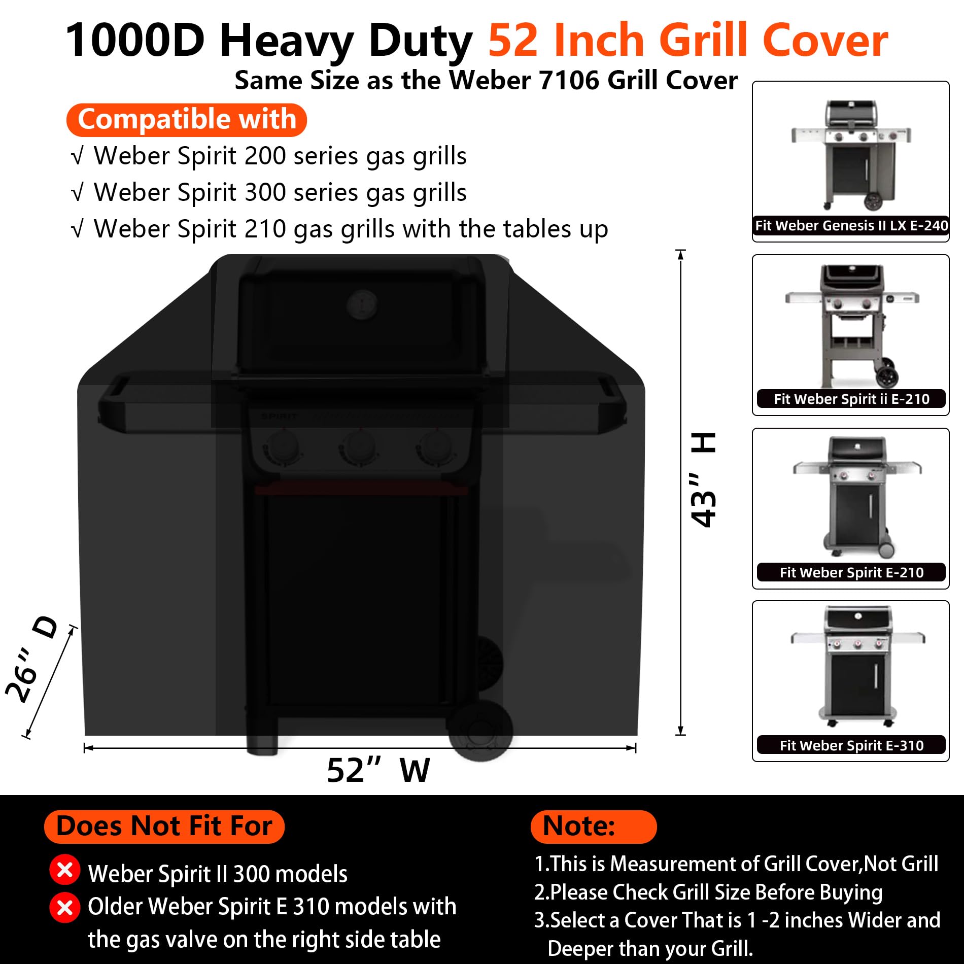 GuardKove grill cover showing dimensions and features