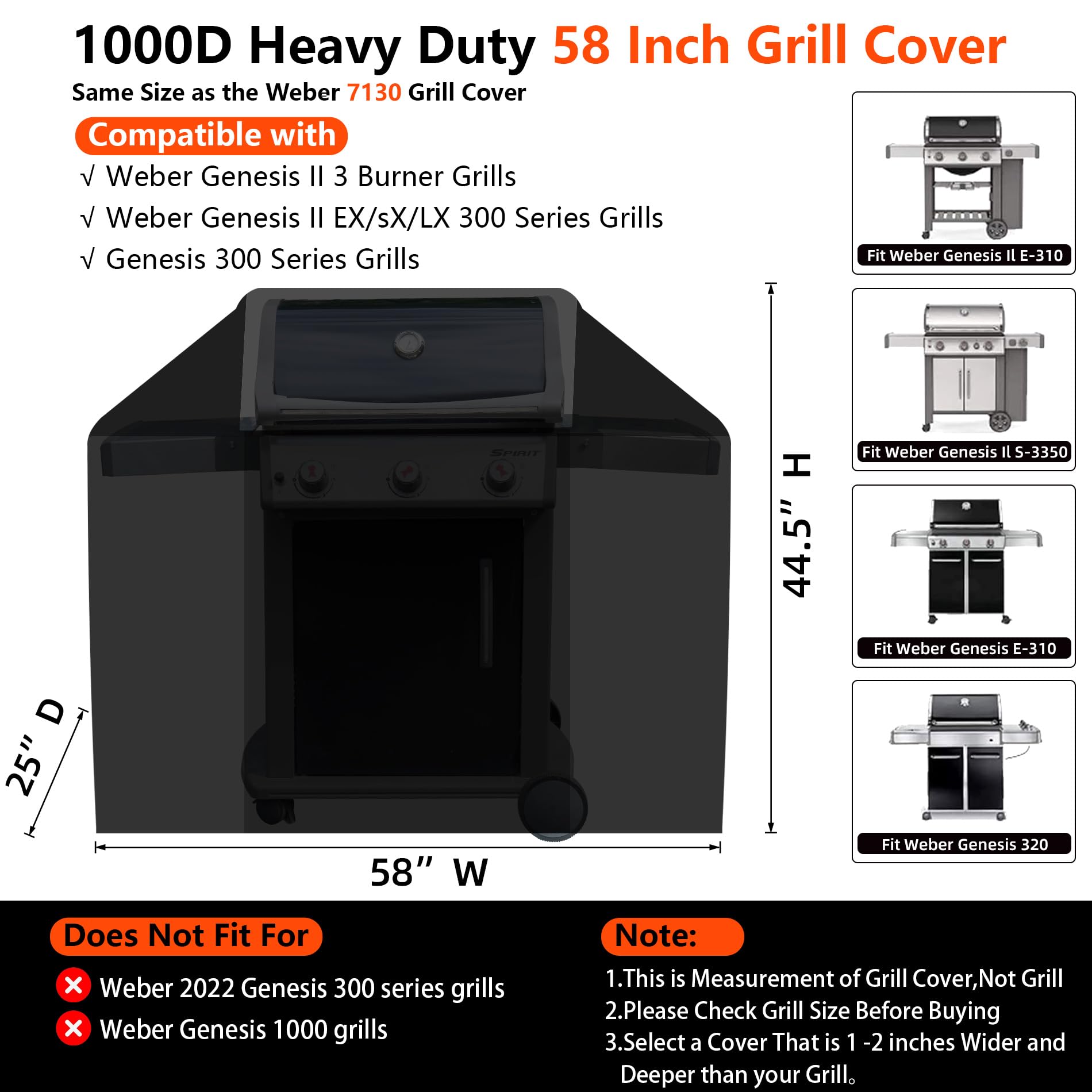 GuardKove grill cover side view with adjustable straps