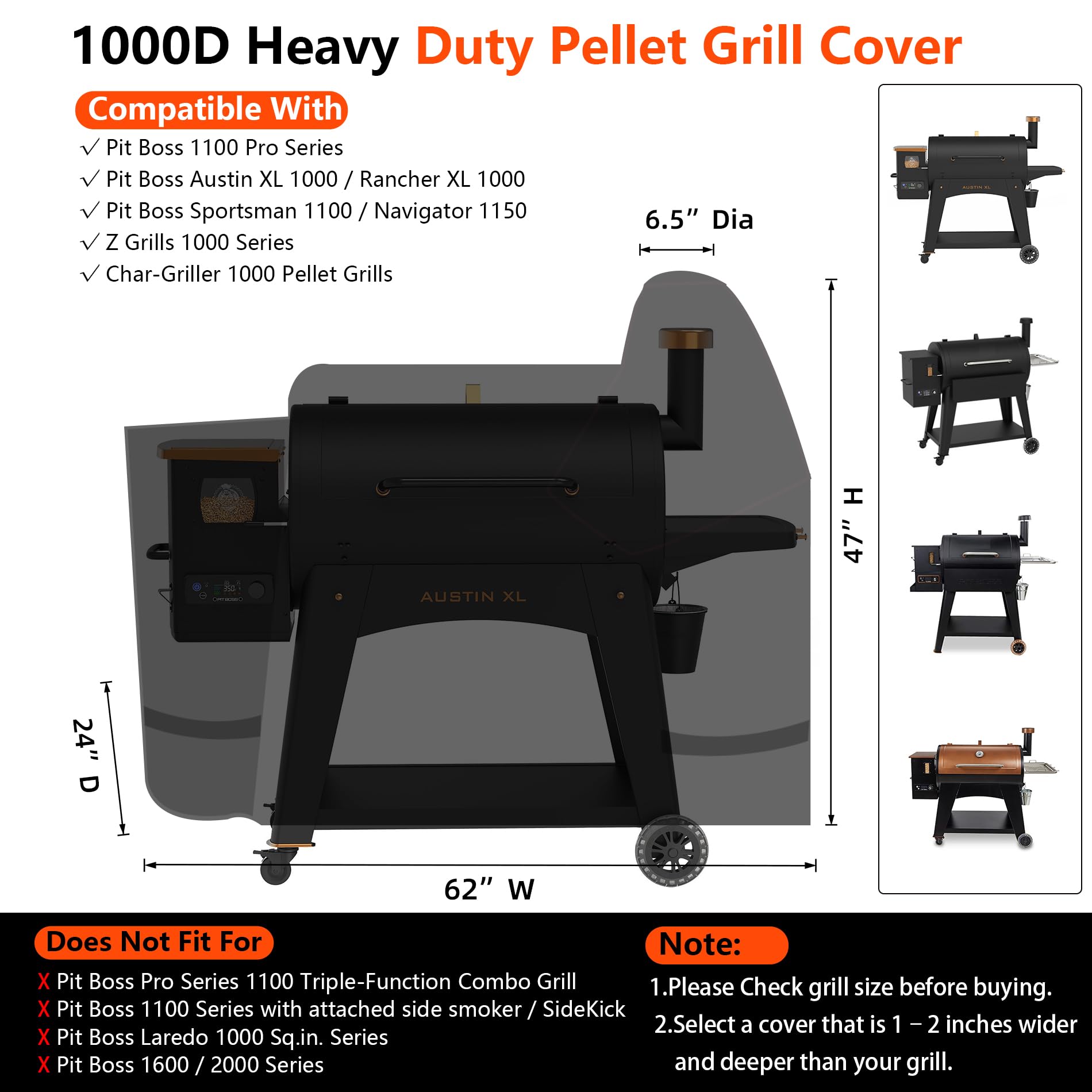GuardKove grill cover side zipper detail