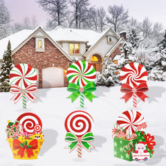 GuassLee Candy Christmas Yard Sign with peppermint design