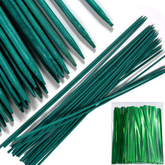 Guatbsecure 50 PCS wood plant stakes 18 inches green colour