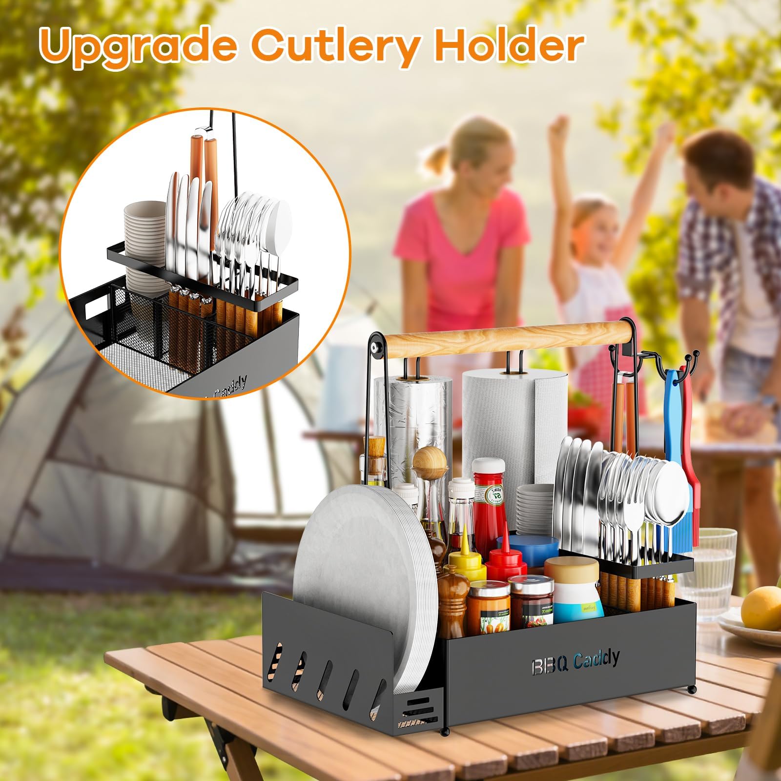 GUIBUKEYAN Grill Caddy dimensions displayed