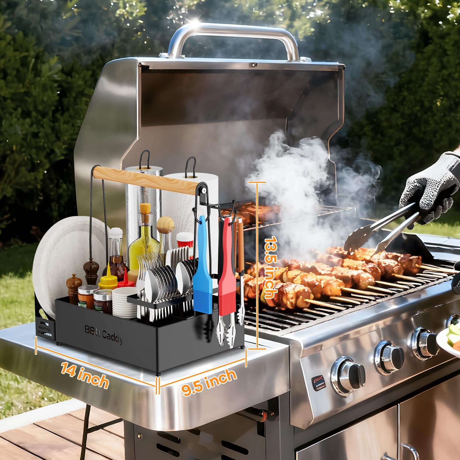 GUIBUKEYAN Grill Caddy showing paper towel holders