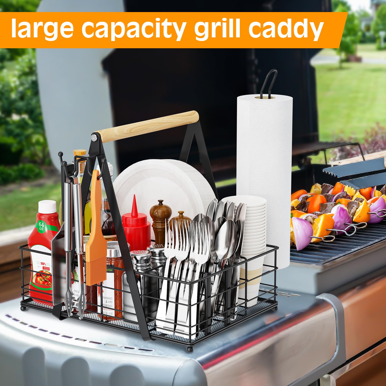 GUIBUKEYAN Grill Caddy showing six compartments