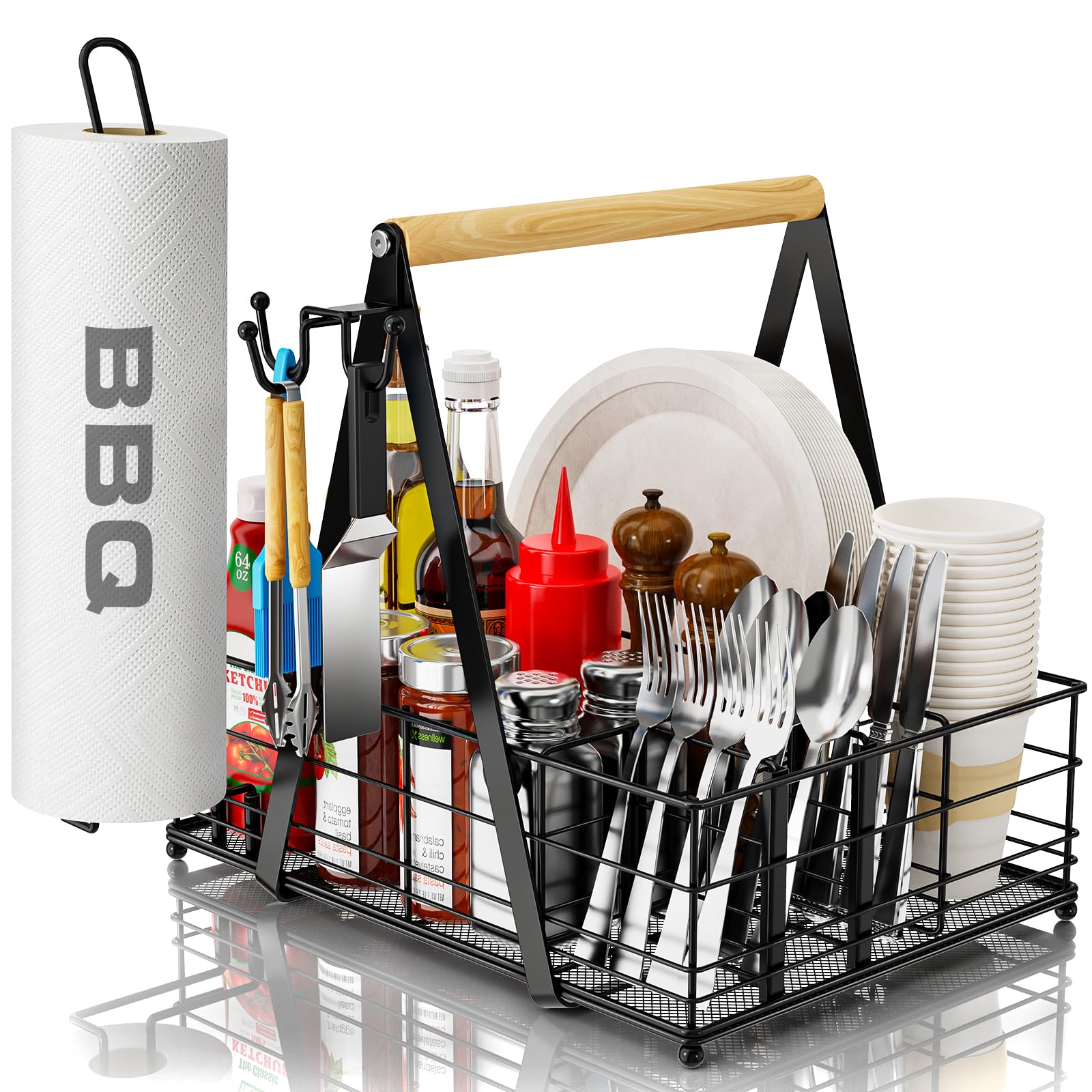 GUIBUKEYAN Grill Caddy with paper towel holder front view