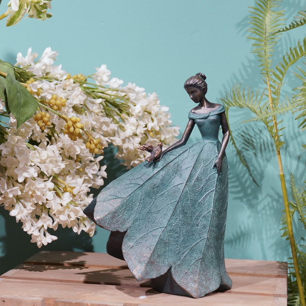 Guichifun Fairy Statue Leaf Angel Girl side view with detailed leaf texture