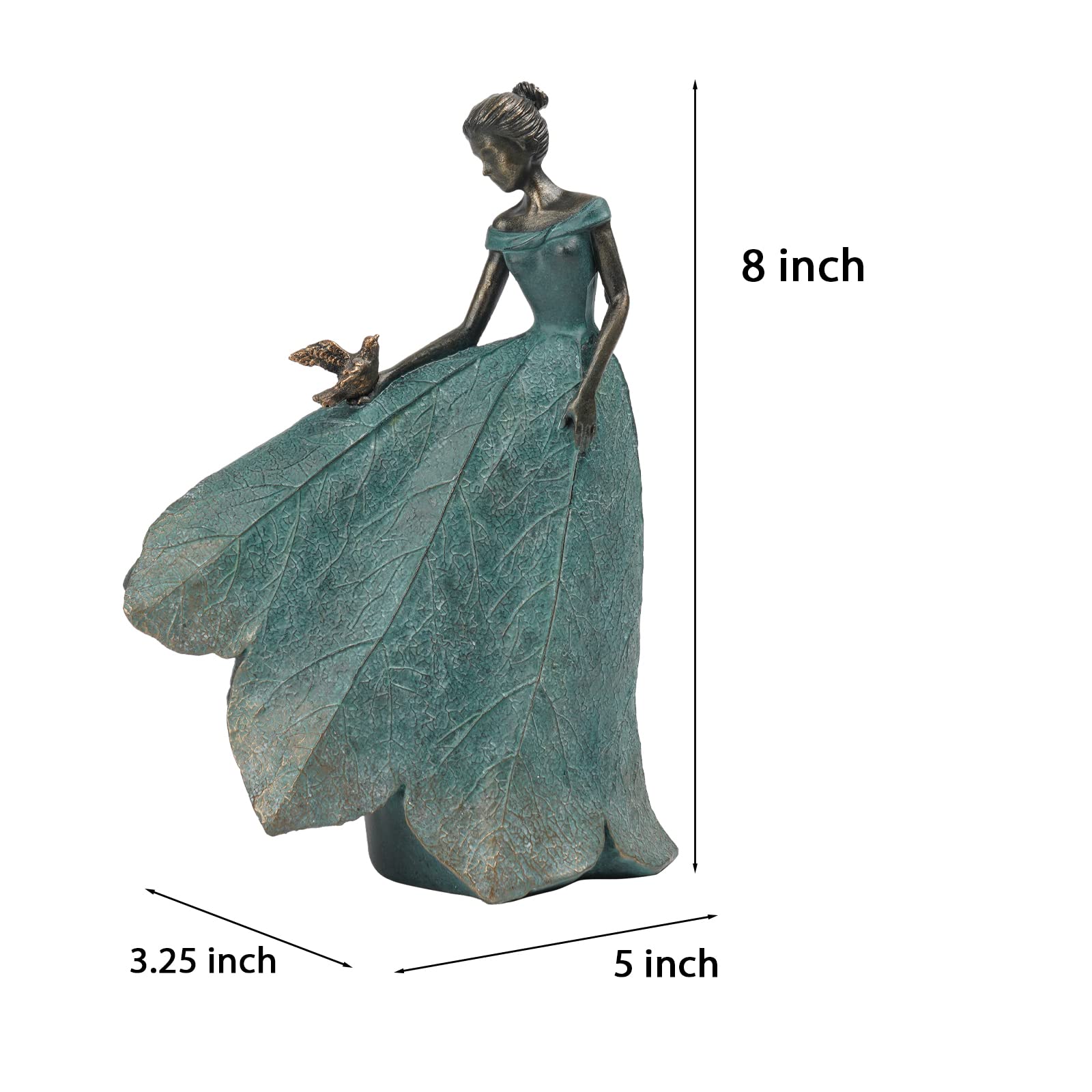 Guichifun Fairy Statue Leaf Angel Girl with vintage bronze finish