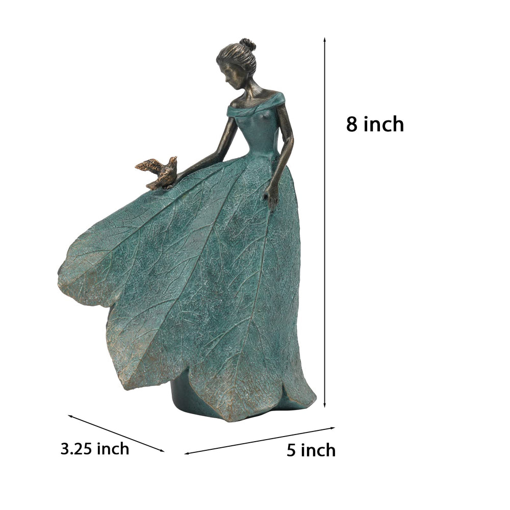 Guichifun Fairy Statue Leaf Angel Girl with vintage bronze finish