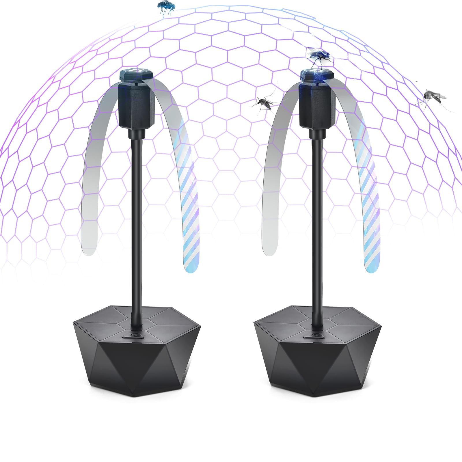 GUIDOT Fly Fan front view, black, table top use