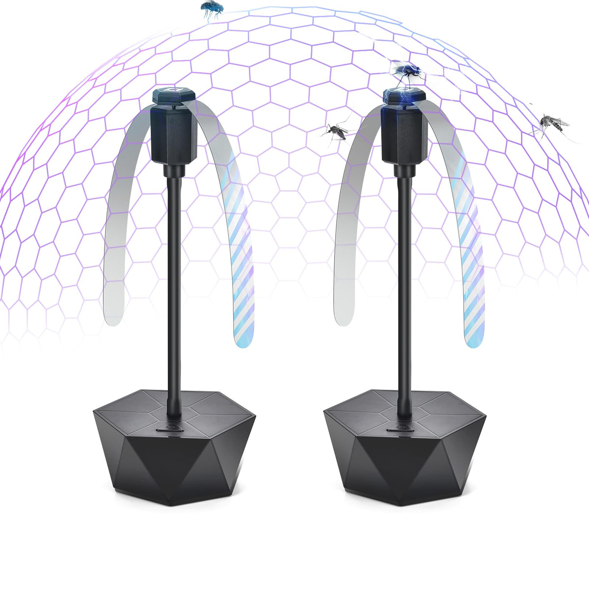 GUIDOT Fly Fan front view, black, table top use
