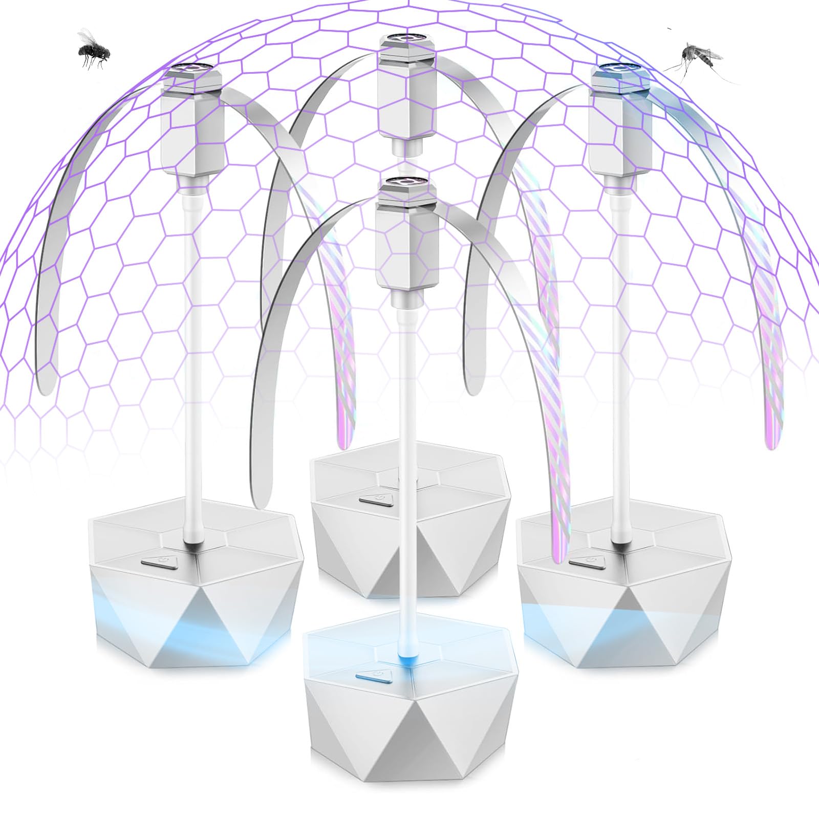 GUIDOT Fly Fan silver tabletop view with soft blades