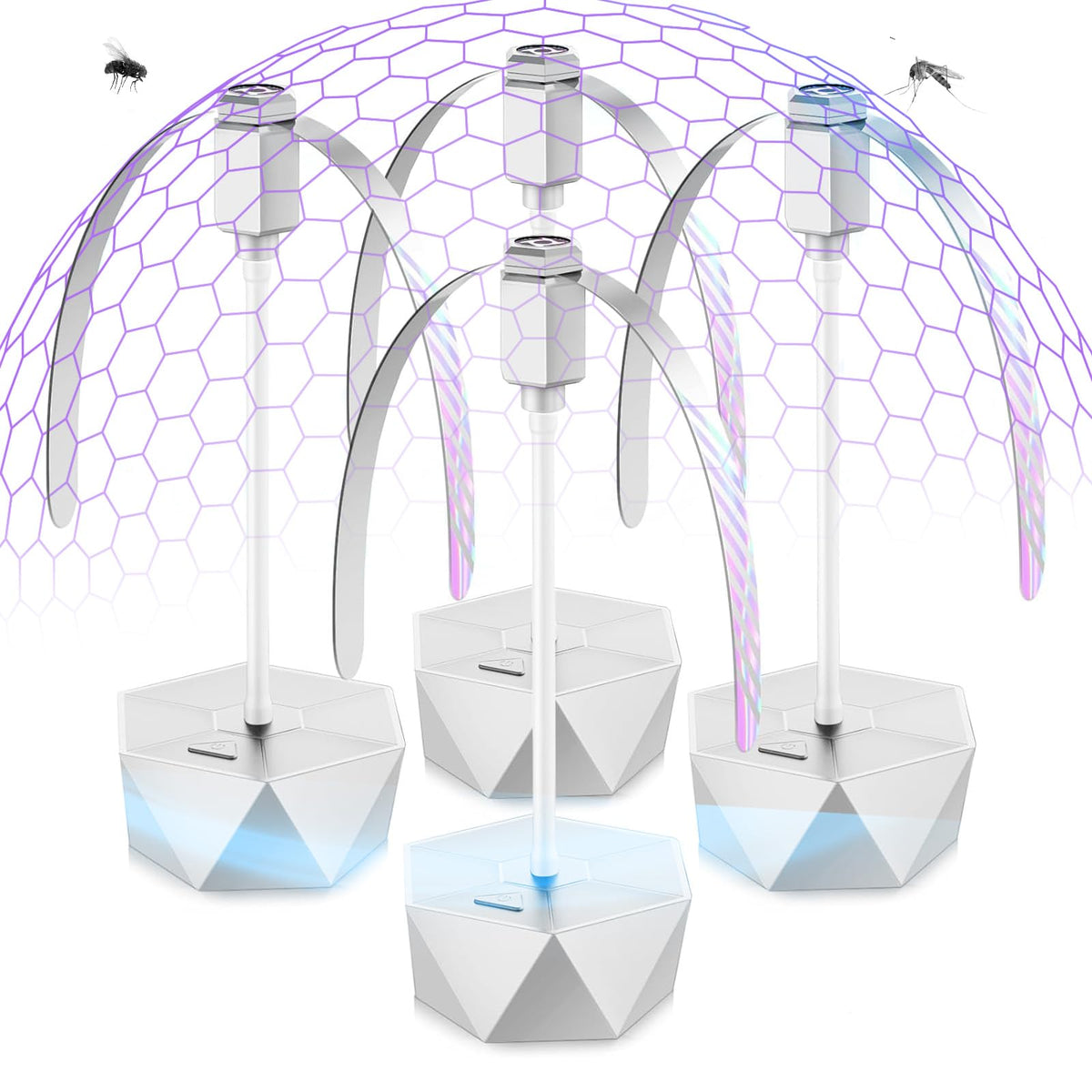 GUIDOT Fly Fan silver tabletop view with soft blades