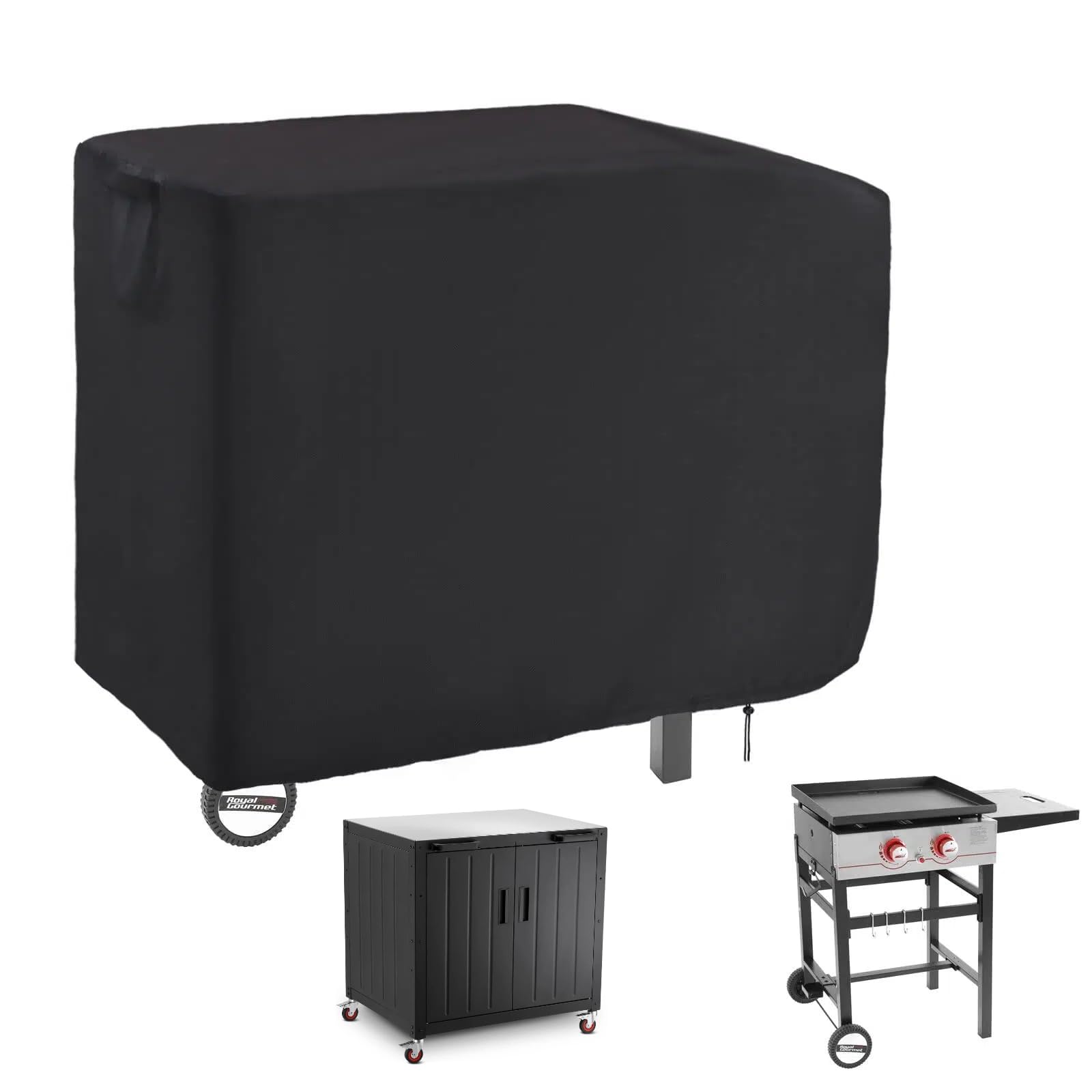 Guisong 38 Inch Grill Cover for 2 Burner Griddle, Black front view