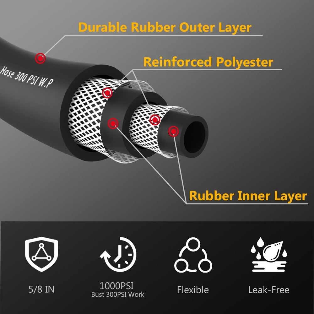 Guitrees Heavy Duty Garden Hose 15ft with brass fittings close-up