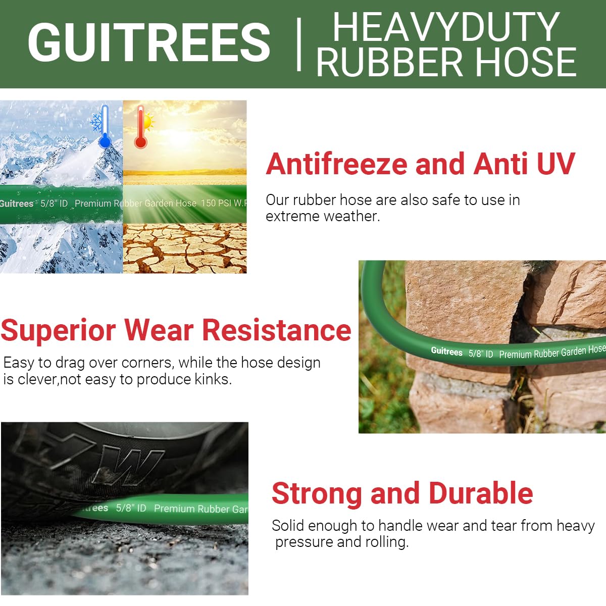 Guitrees heavy duty rubber garden hose packaging