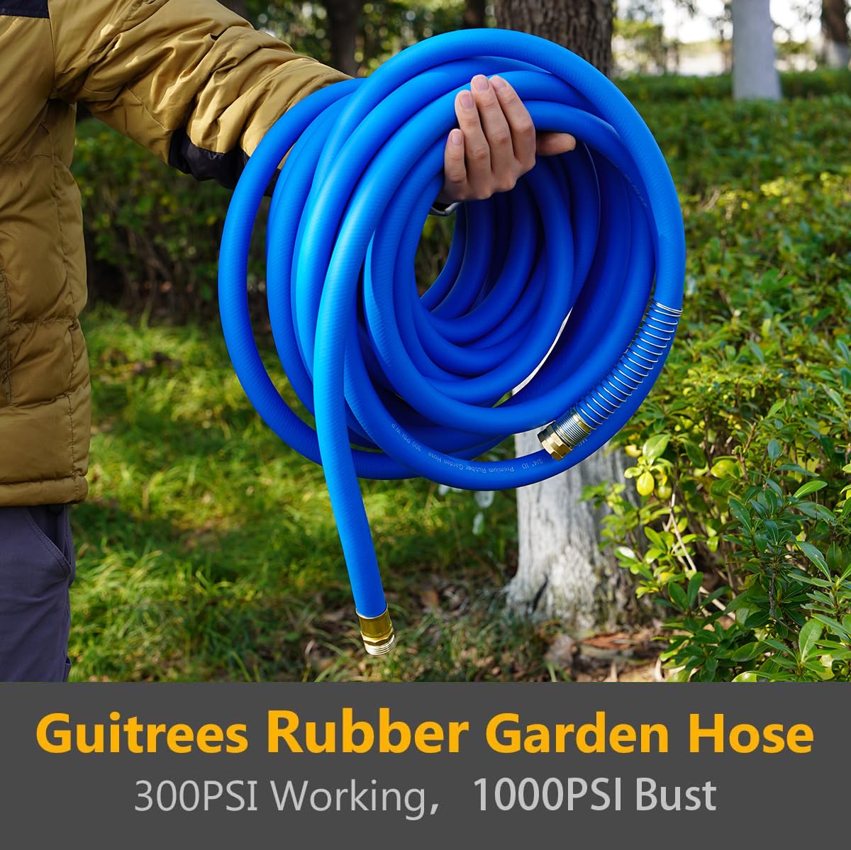 Guitrees hose laid out on a garden path