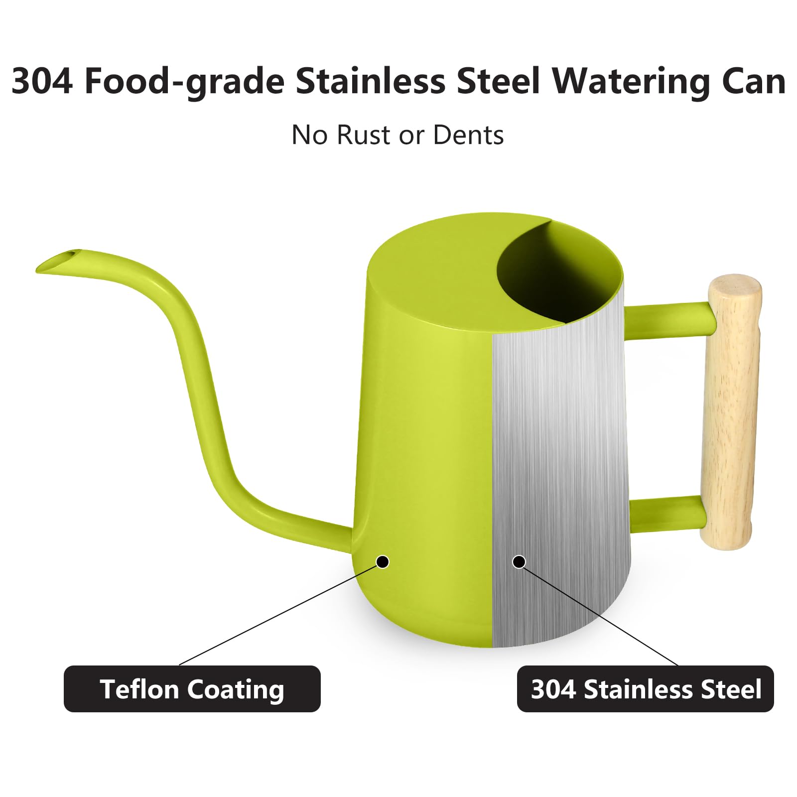 GUKJOB watering can bright green with spill-proof design