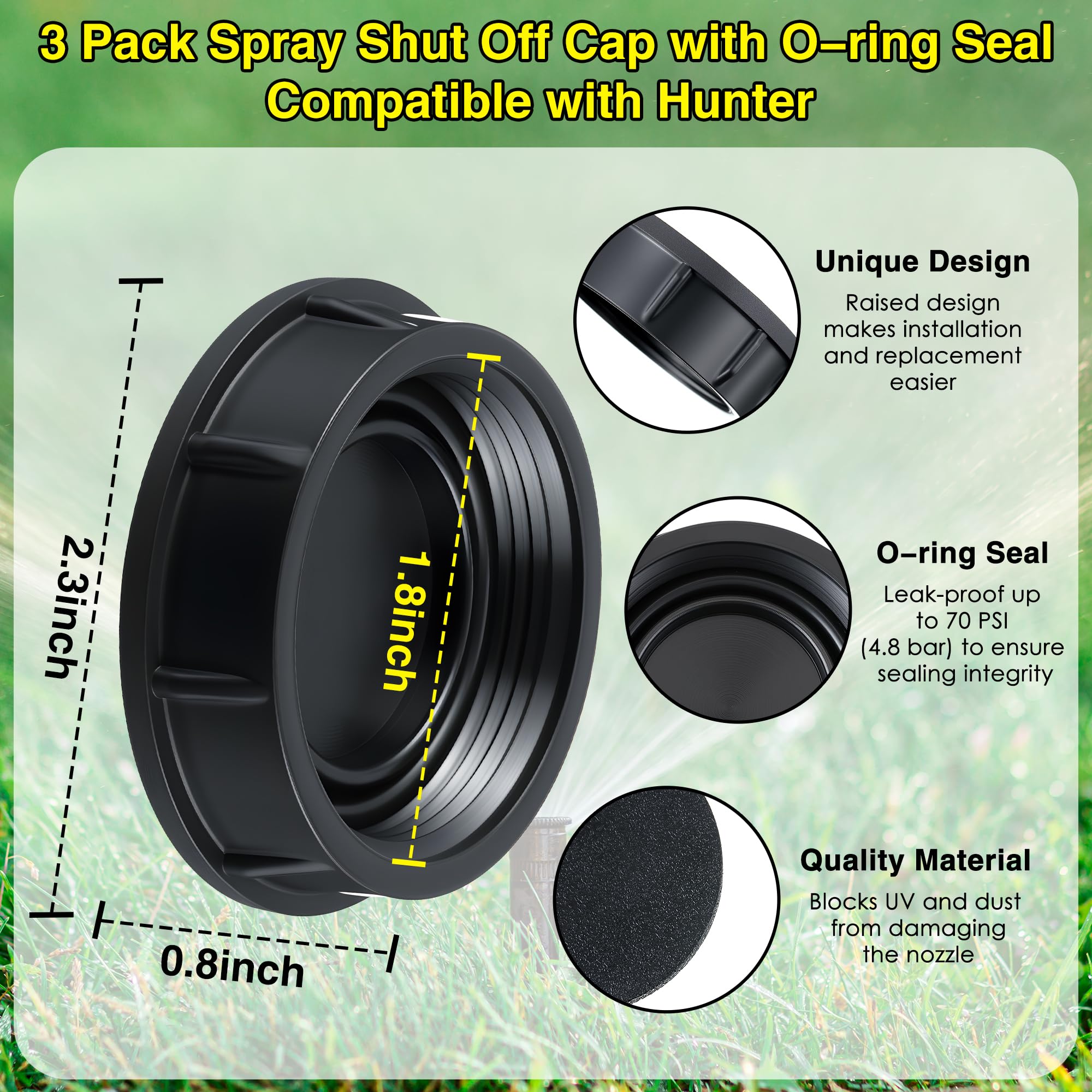 Gulfmew sprinkler cap installed on HUNTER Pro Spray nozzle
