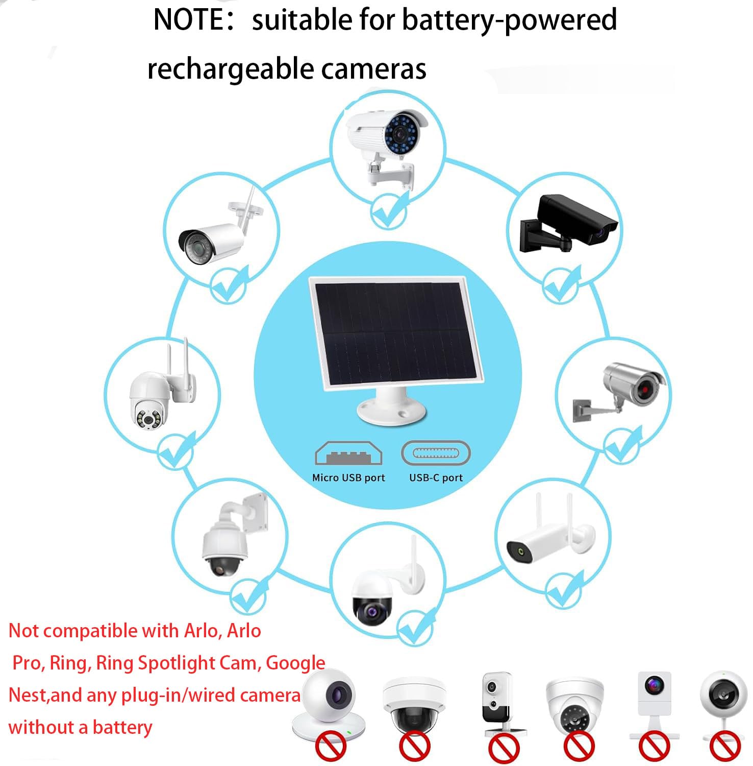 gulisot 6W solar panel charging cable details