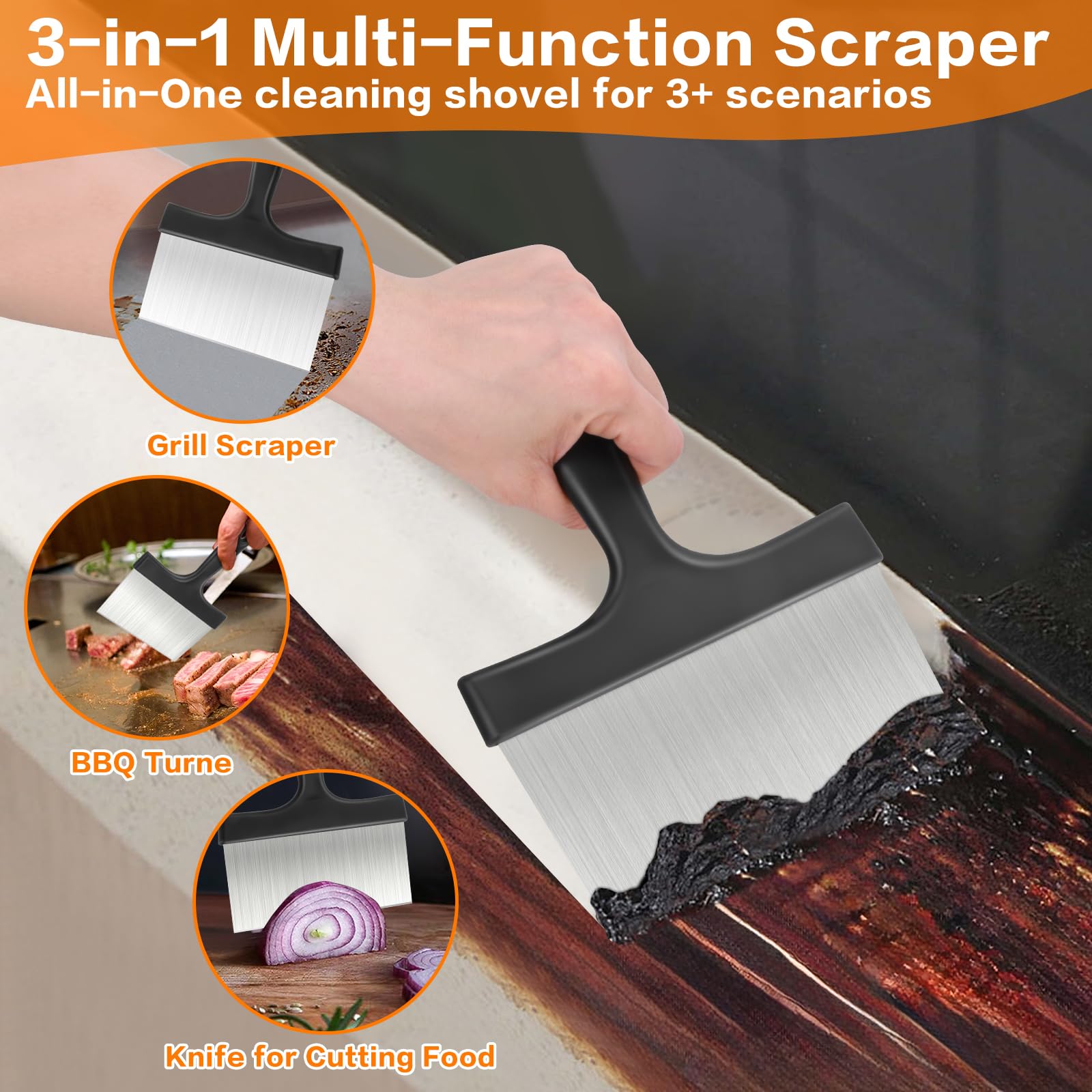 GuoluvSoo Grill Scraper in use on a grill surface