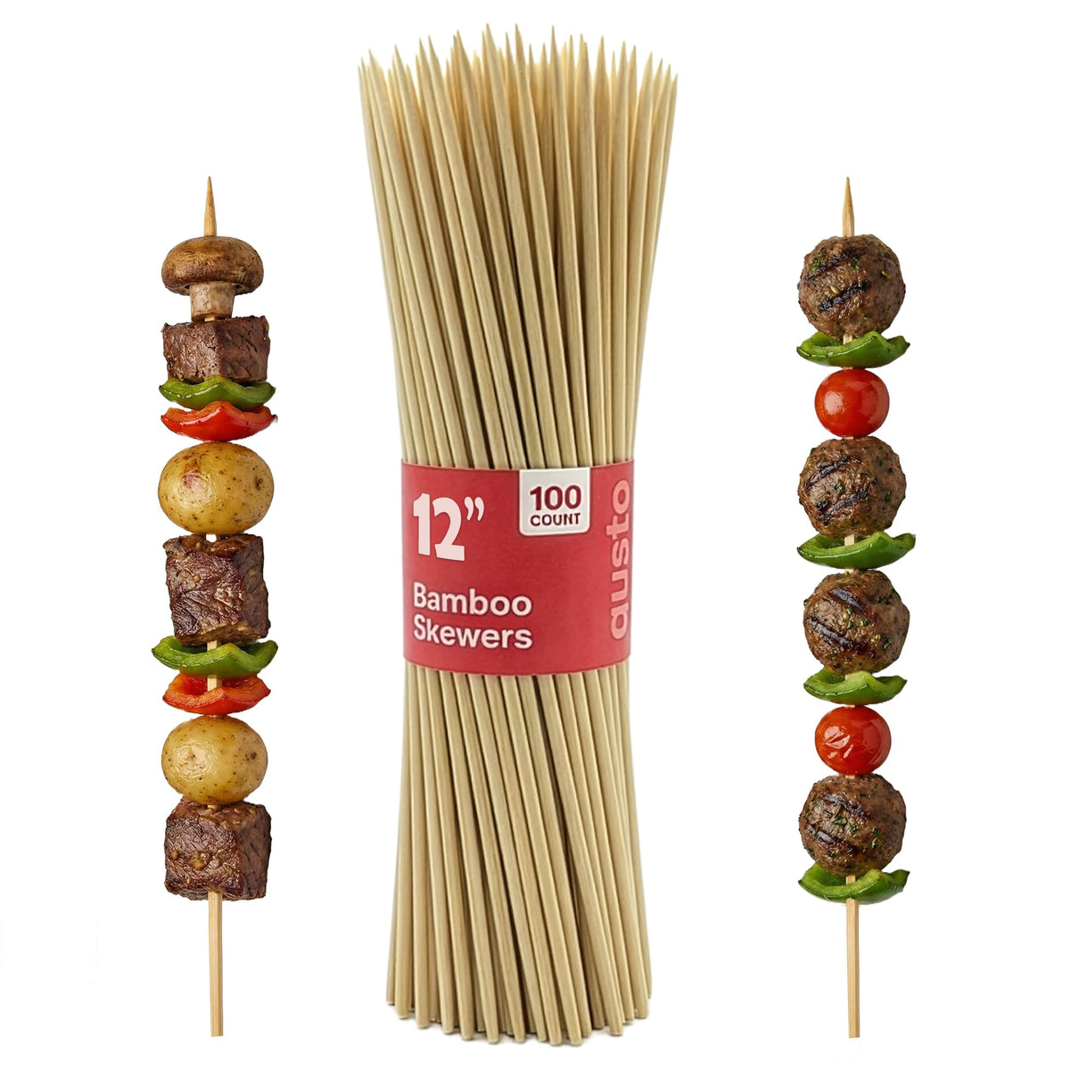 GUSTO 12 Inch Bamboo Skewers, pack of 100