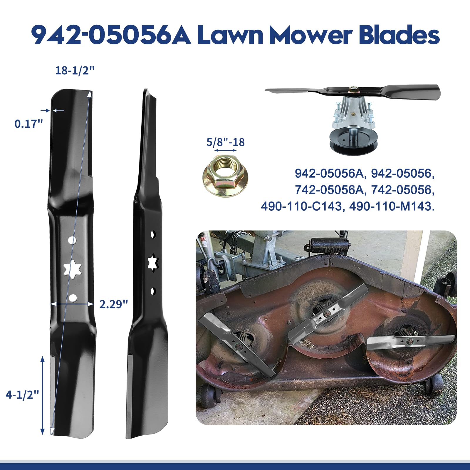 GUSUHAWK mower blades packaging with three blades