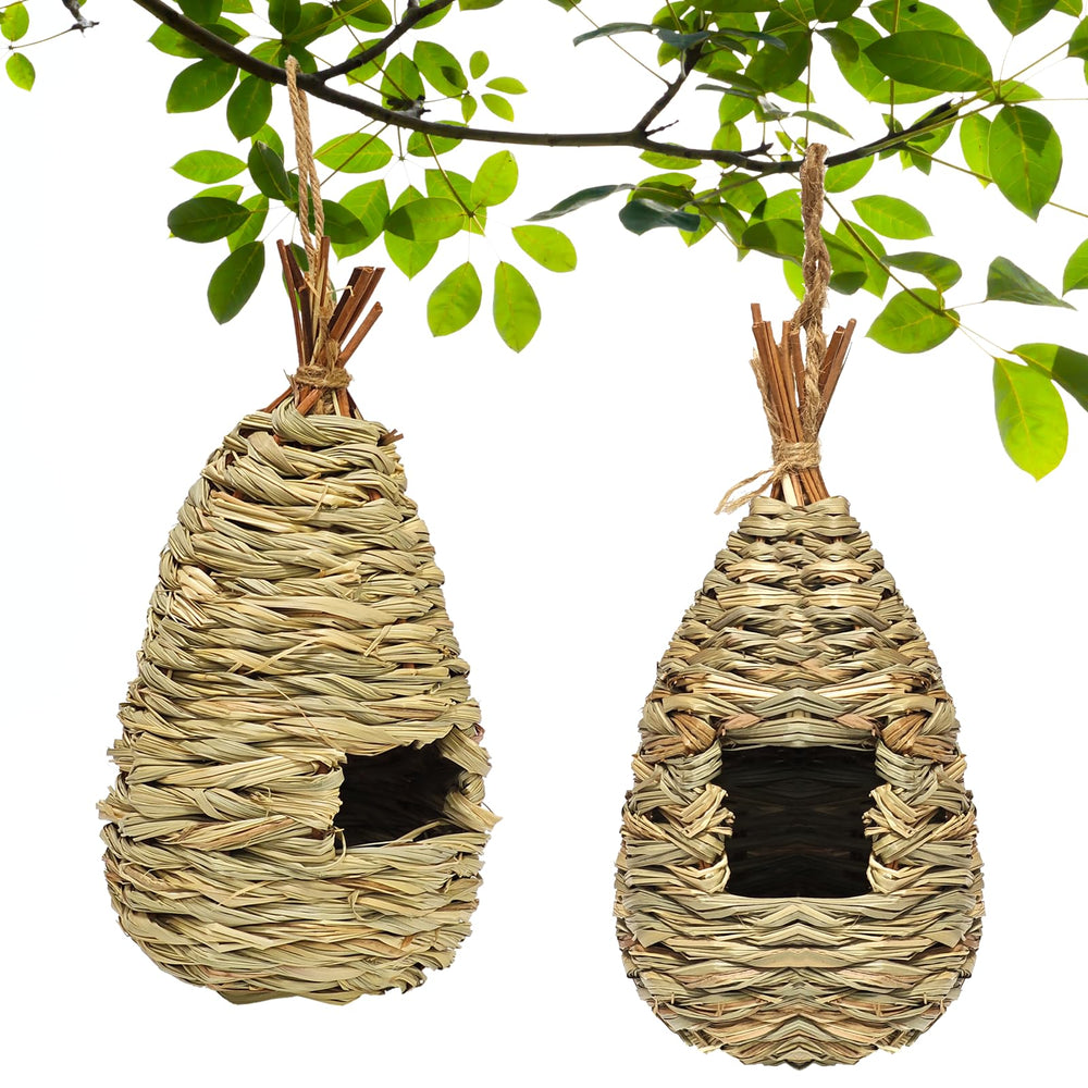 Gute Hummingbird House front view, hand woven grass
