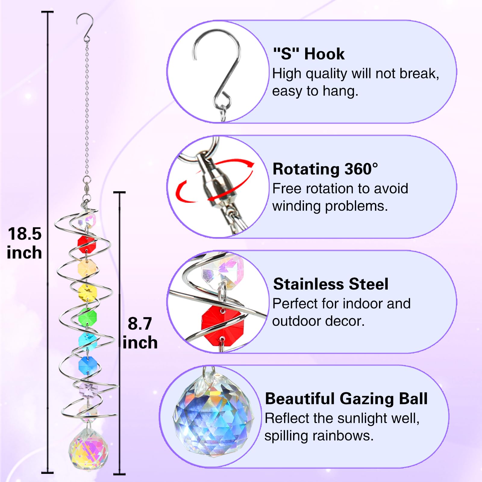 GWAHSA Suncatcher Wind Spinner showing spiral tail design